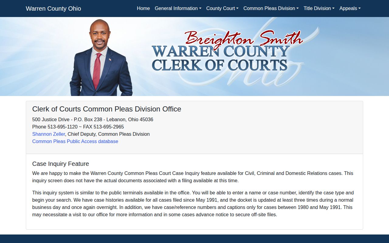 Warren County court case search for released inmate orders